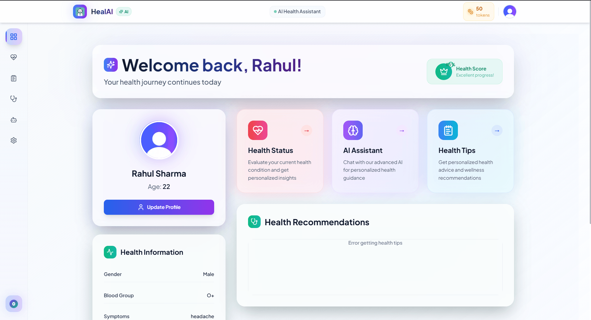 HealAI Dashboard Preview